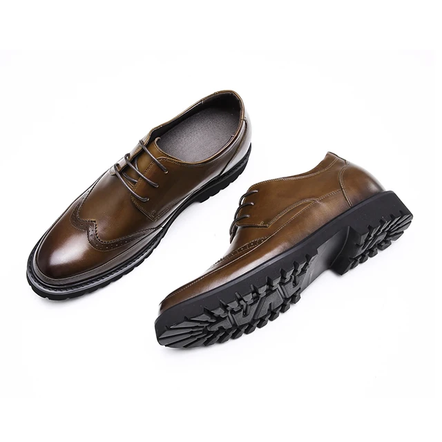 Handmade fashion office genuine leather wedding men elevator dress shoes