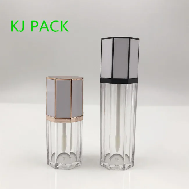 В наличии пустая туба для блеска губ косметическая с белой мраморной крышкой восьмиугольная