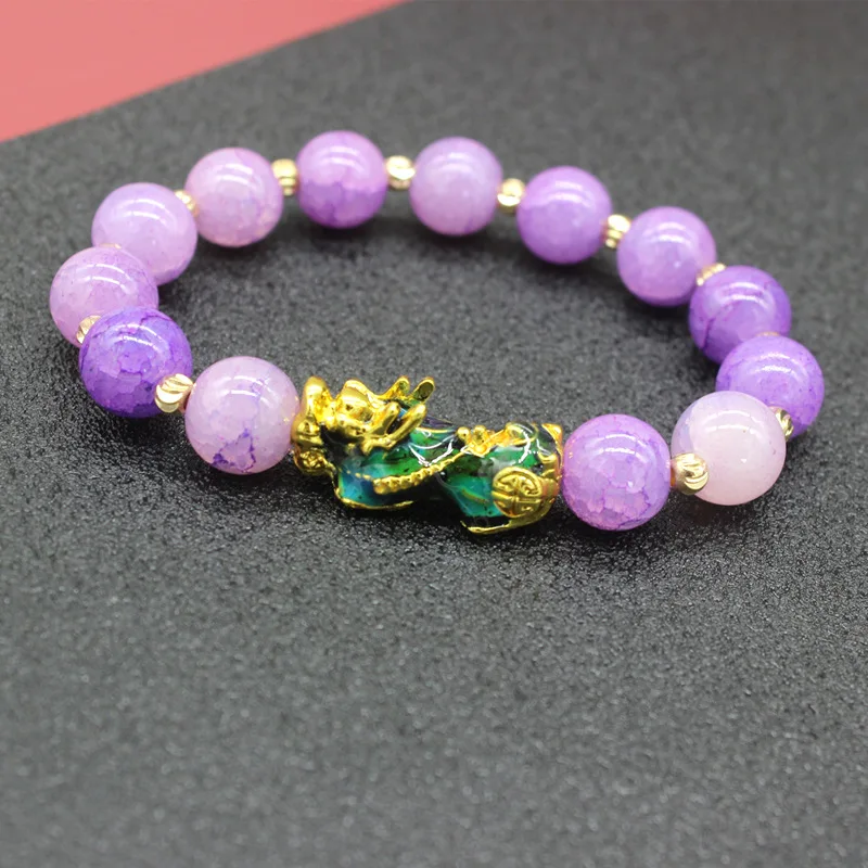 Wholesale Imitation Jade Stone Beads Color Changing Charm Piyao Women Men Feng Shui Pixiu Bracelet Jewelry