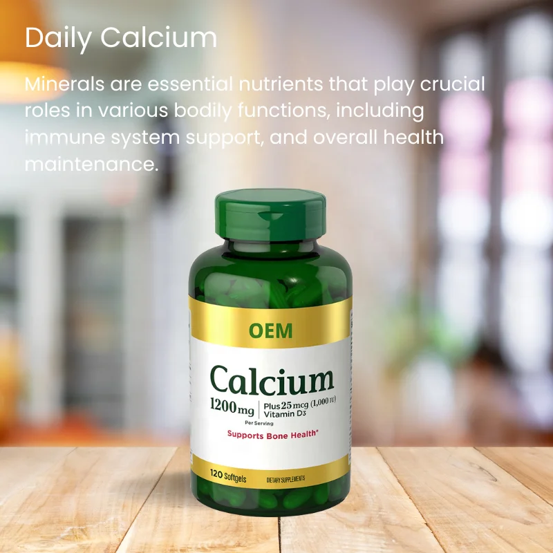 Private Label High Quality Liquid Calcium Vitamin D3 1000 IU Soft Capsules Support Bone Health