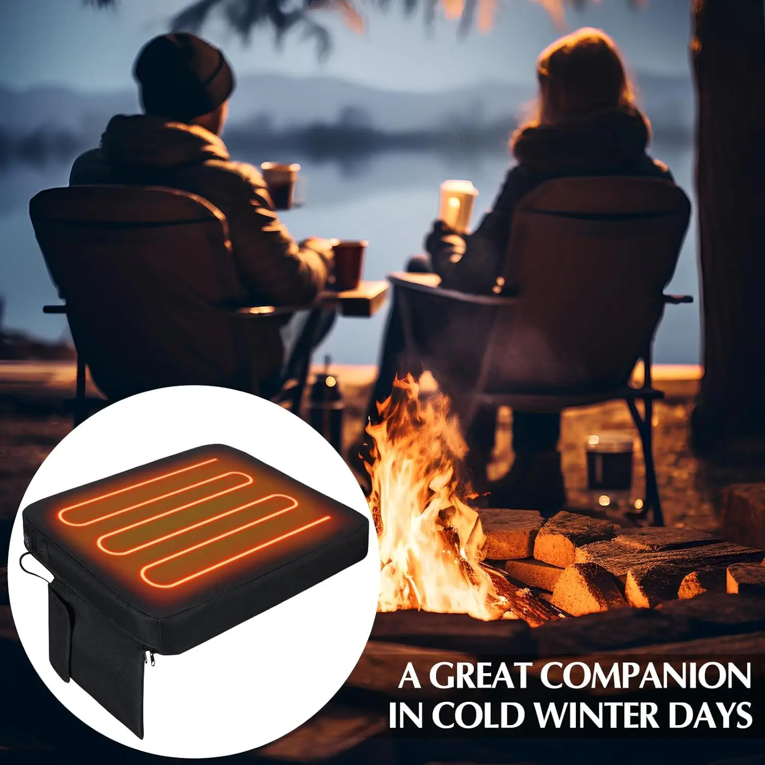 Eco-Friendly Large Heating Area Warmer Seat Cover Therapy Heating Pad 2 Pcs Portable Usb Heated Seat Cushion