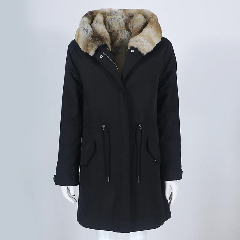 OFTBUY 2023 Long Waterproof Parka Winter Jacket Women Real Fur Coat Natural Rex Rabbit Fur Warm Detachable Overcoat Outerwear