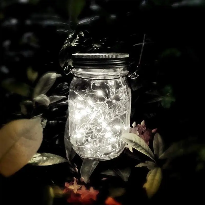 Great Outdoor Lawn Decor for Patio Garden Hanging   Hand Etched Bottle Night Light Table Lights Solar Mason Jar Lights