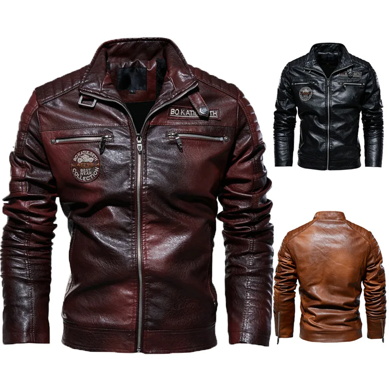 Wholesale Price Winter Large Size Bomber Jacket Big And Tall Leather Jacket For Men