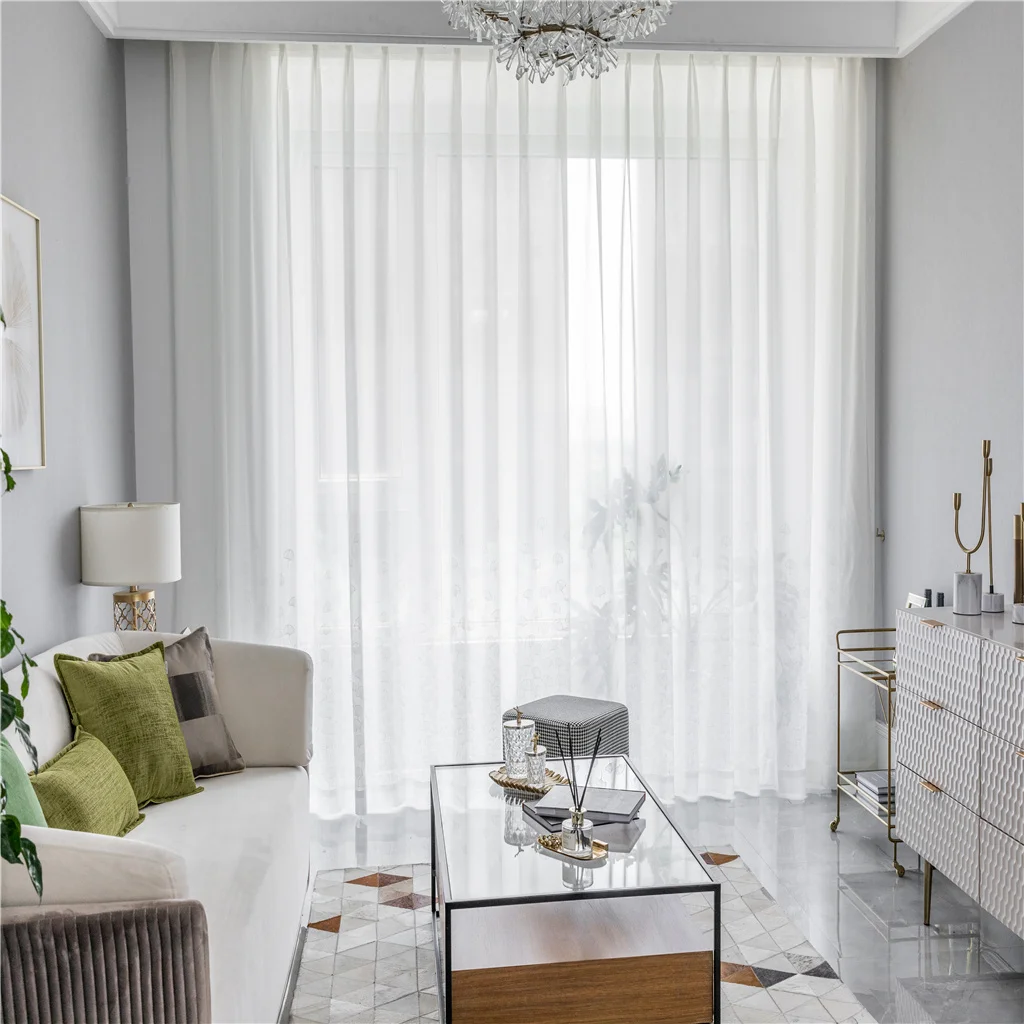  polyester embroidered sheer curtain fabric