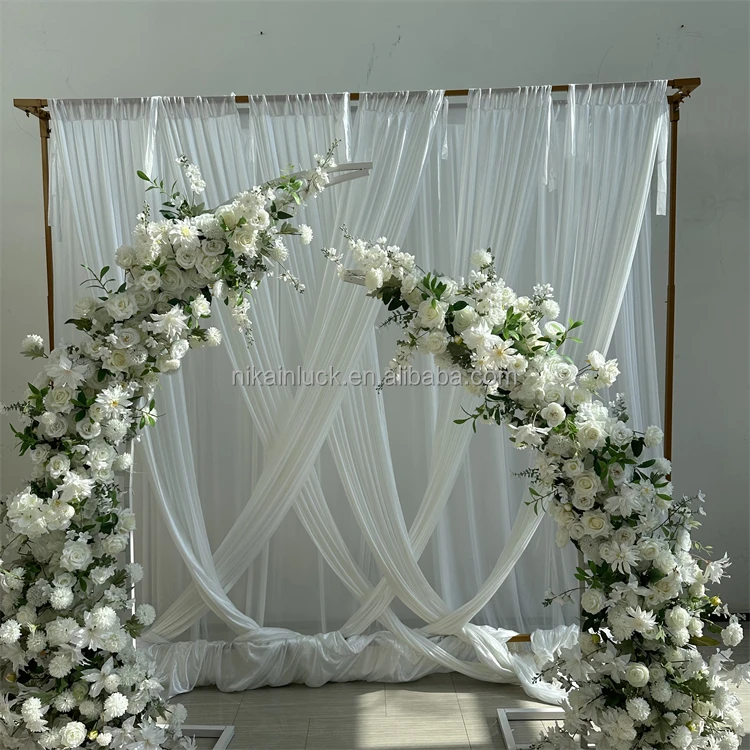 Dual Layer White Tulle Photo Backdrop Curtain for Baby Shower Bridal Shower Wedding Birthday Party