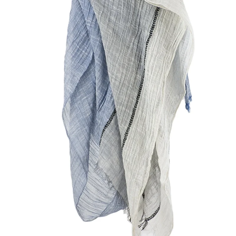 
Fashion multi lines crossed lady wide cotton scarf wholesale 