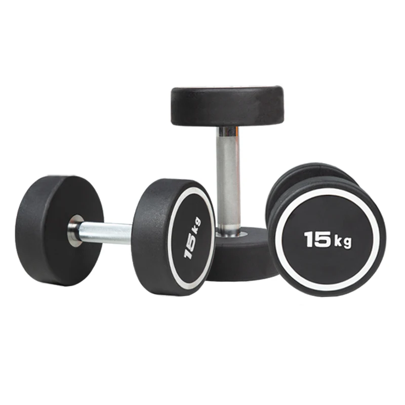 Professional Rubber Hex strength light training weight lifting TPU dumbbells with customized logo