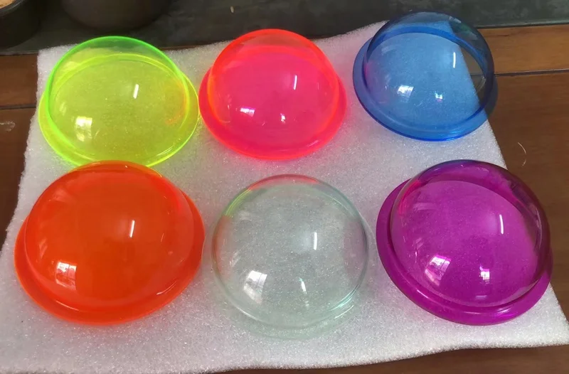 80mm Diameter Acrylic Hemisphere Dome Color Plastic Half Sphere With Flange Customized