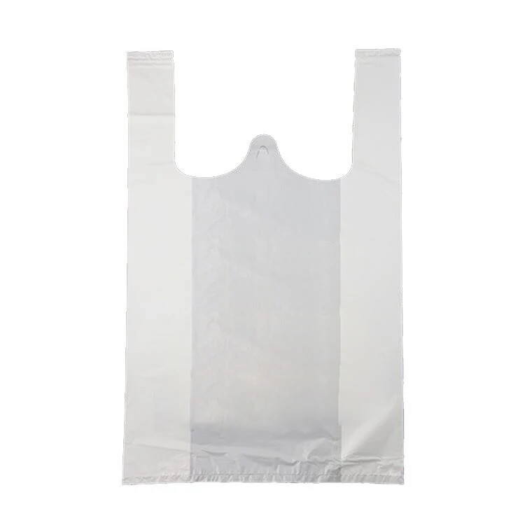Custom Logo retail biodegradable grocery reusable shopping tote T-shirt plastic corn starch packaging vest bag for supermarket