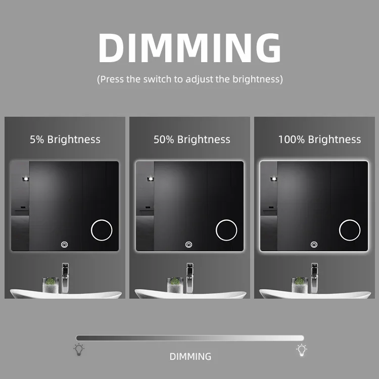 ETL CE SAA Bathroom Backlit Switch Touch Screen Mirror Light LED Illuminated Wall Mounted OEM Smart Mirrors
