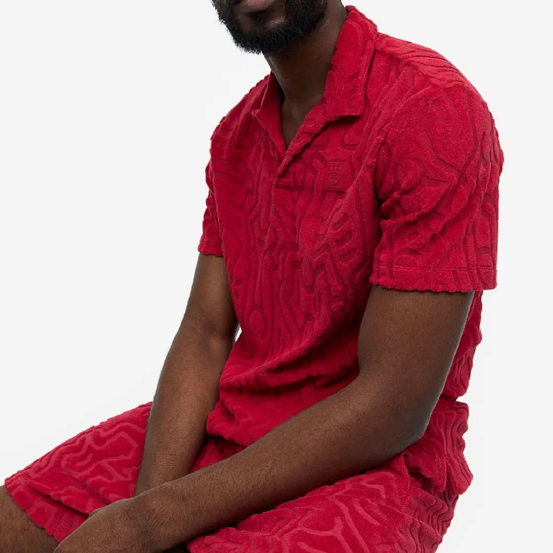 New arrival high quality recycled towel fabric t shirt custom embossing fit men t shirt