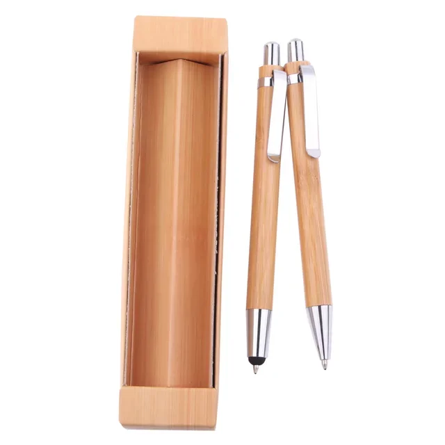 Eco Friendly Custom Logo Wooden Pen With Case Gift Pen Set Bamboo Stylus Ball Pen Set With Box