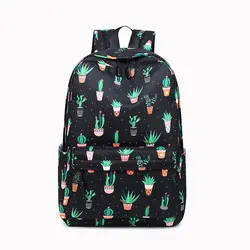 2021 custom print Lightweight College School Backpack cactus flower student high school backpacks girls
