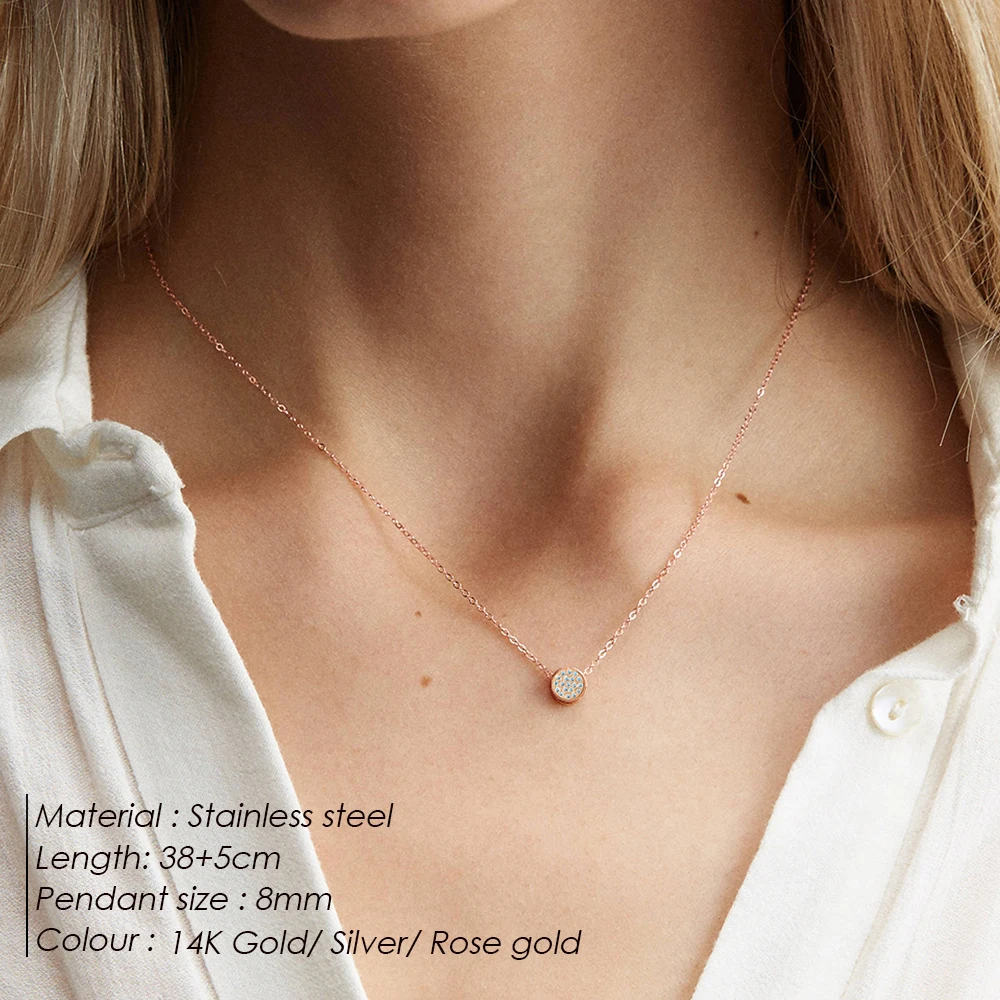 eManco Birthstone Zirconia Necklace 12 Color Stainless Steel pendant necklace Constellation Month Gift Jewelry wholesale