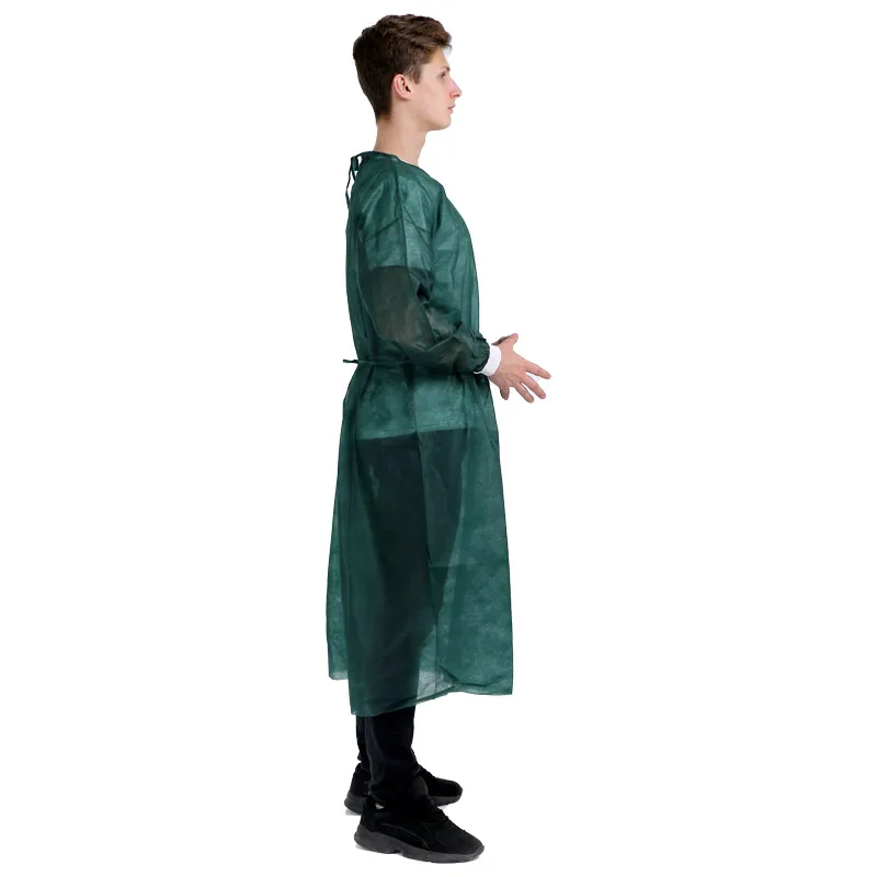 Excellent 1 level dark green disposable non sterile hospital surgical gown for sale
