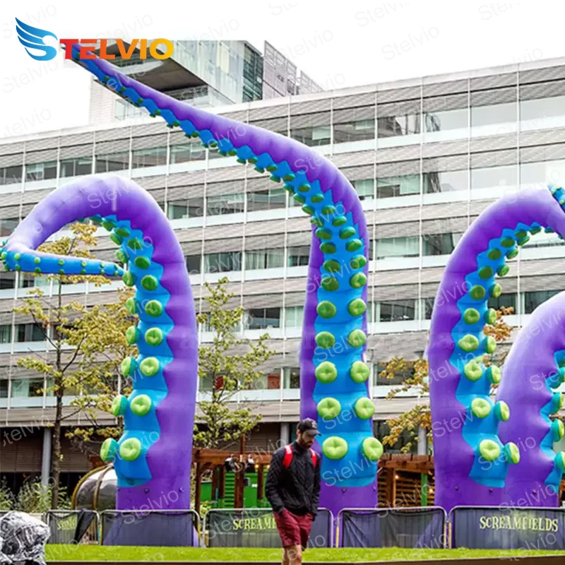Attractive giant inflatable octopus for electronic music festival stage decoration