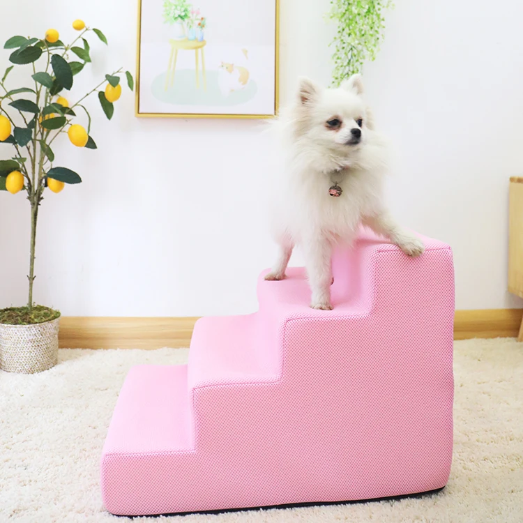 
Wholesale Collapsible Foldable Ramp Soft Luxury Pet Dog Sofa Bed 4 Steps Ladder Pet Dog Stairs for Dogs with Mesh Fabric 