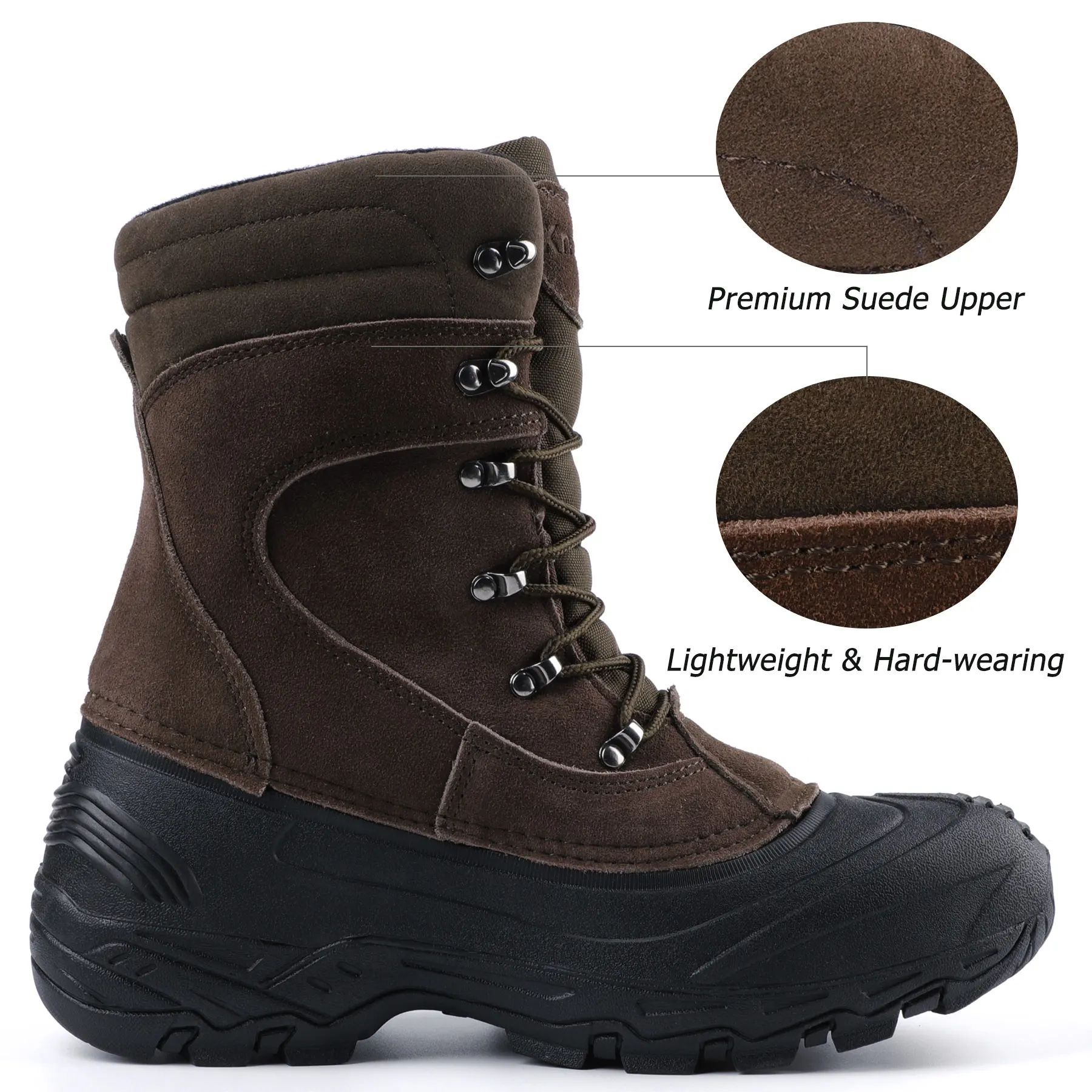 New style in stock Brown antislip waterproof hiking sports winter shoes men outdoor thermal snow boots