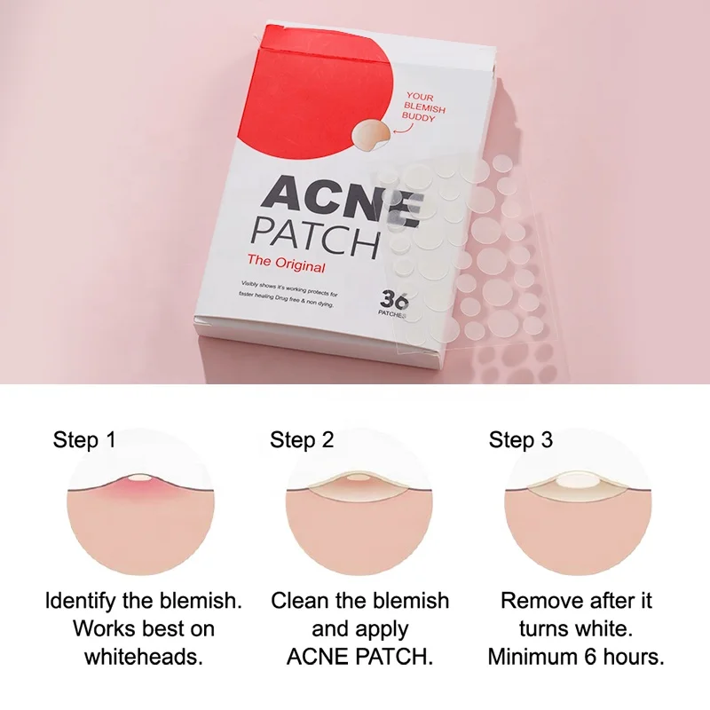 Private Label Healing Cover Pimple Patch Acne Spot Treatment Custom 36 Patchs Waterproof Hydrocolloid Acne Patch