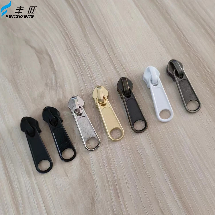 Cheap Colorful 3# 5# 7# 8# 10# Nylon Zipper Long Puller Plating Zipper Sliders Aluminum Alloy Zipper Zip Sliders