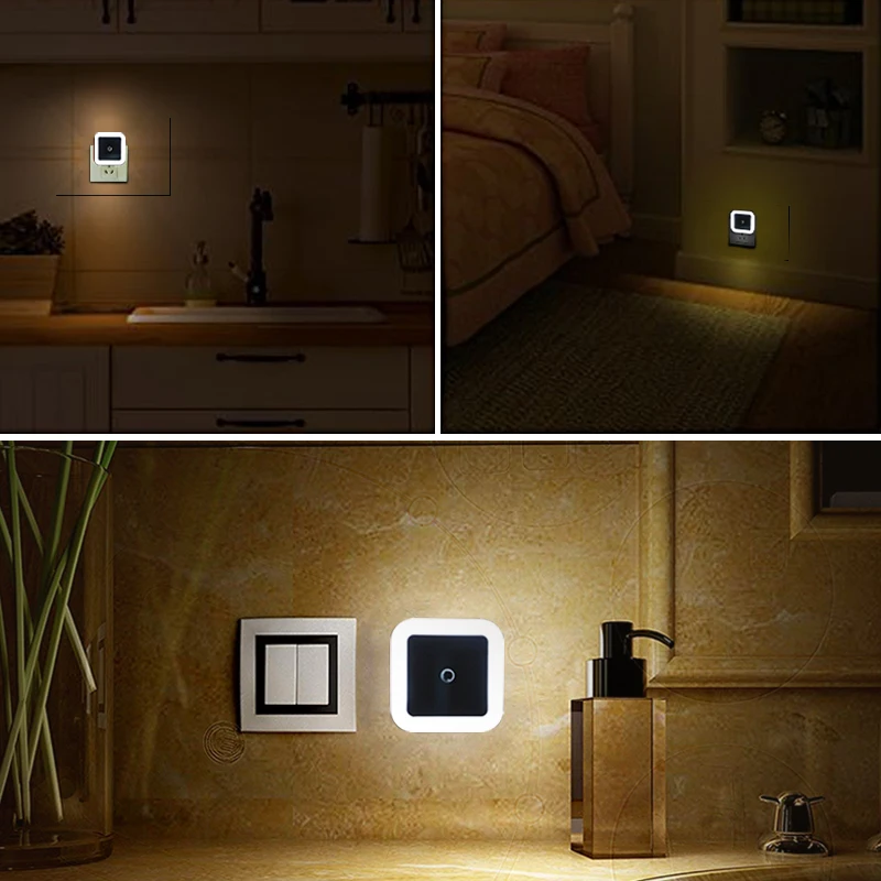 Vofull Square Creative LED Energy-saving Plug-in Night Light Bedroom Night Light Warm Light Eye Protection Lamp