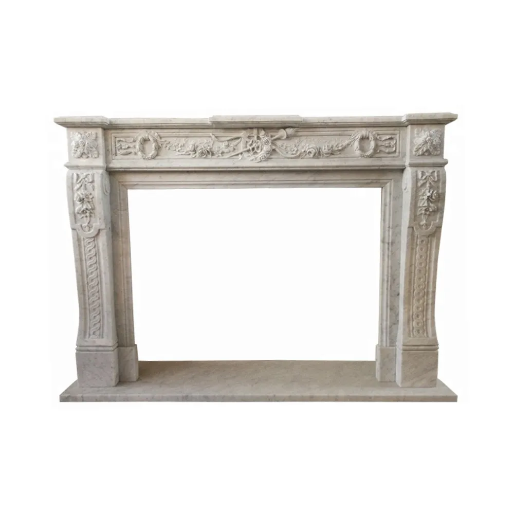 High polished indoor decoration marble stone fireplace mantel