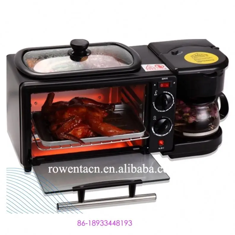 Wholesale Multifunction Coffee maker frying pan mini oven household bread oven frying pan 3 In 1 Electric Breakfast Machine