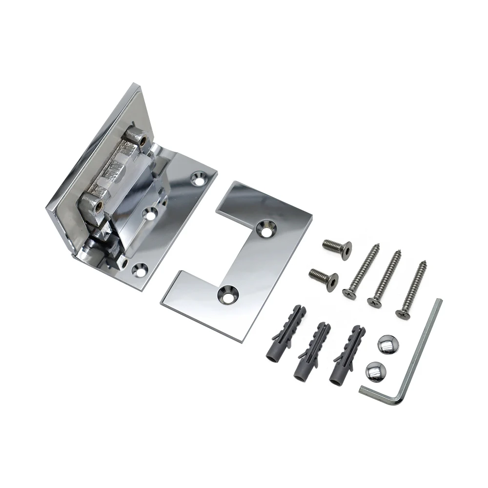Heavy Duty Chrome Plated 90 Degree Glass To Wall Brass Shower glass Clamp  For Bathroom Shower hinge