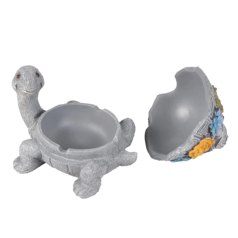 Futeng Resin Turtle Ashtray with lid Outdoor Windproof Wholesale Patio Ashtray for Smoking Home Decoration Ashtrays Accessories