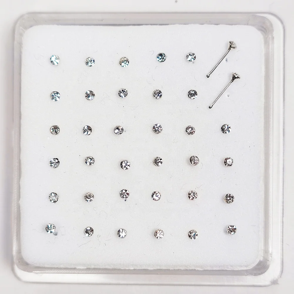 
Exquisite Indian Nose Pin 925 Sterling Silver Nose Bone 2mm 2.5mm Clear Crystal Nose Piercing Jewelry 