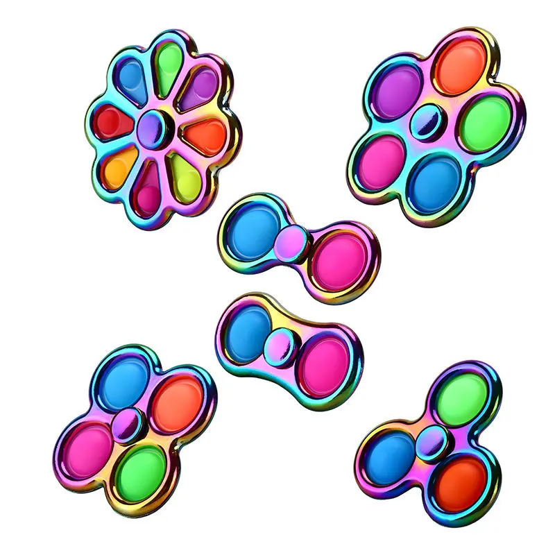 2022 new fidget popper bulk silicone sensory popper push bubble hand 1 piece pop fidget spinner for kids flying spinner