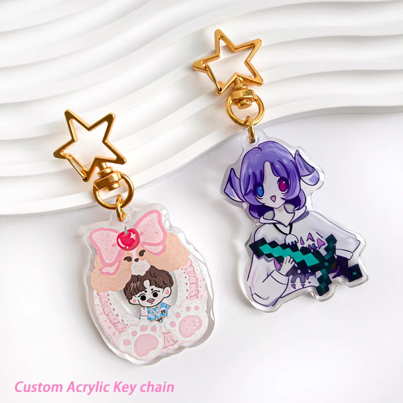 Anime Keychain Bubble Tea Acrylic Keychain Custom Key ring Acrylic Charms Custom Acrylic Keychain Clear