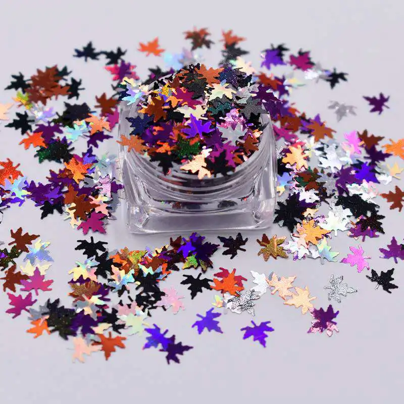 Shiny Nail Sequin Glitters Resin Sparkle Maple Leaf Confetti Chunky Glitter Sequins for DIY Mold Art Nail Artwork Holiday
