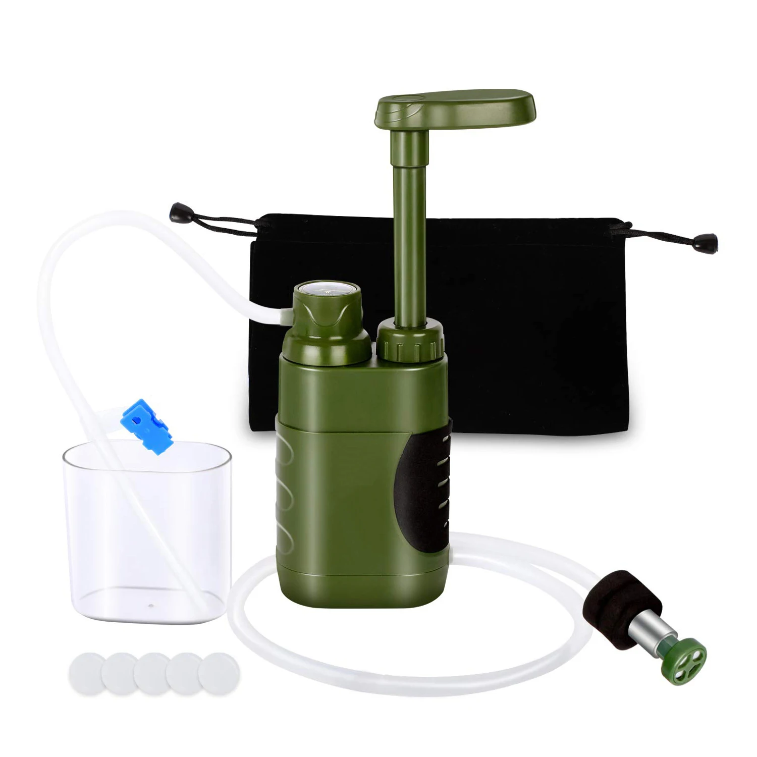 Water Purifier Pump with Replaceable Carbon 0.01 Micron Water Filter, Portable Outdoor Emergency and Survival Gear