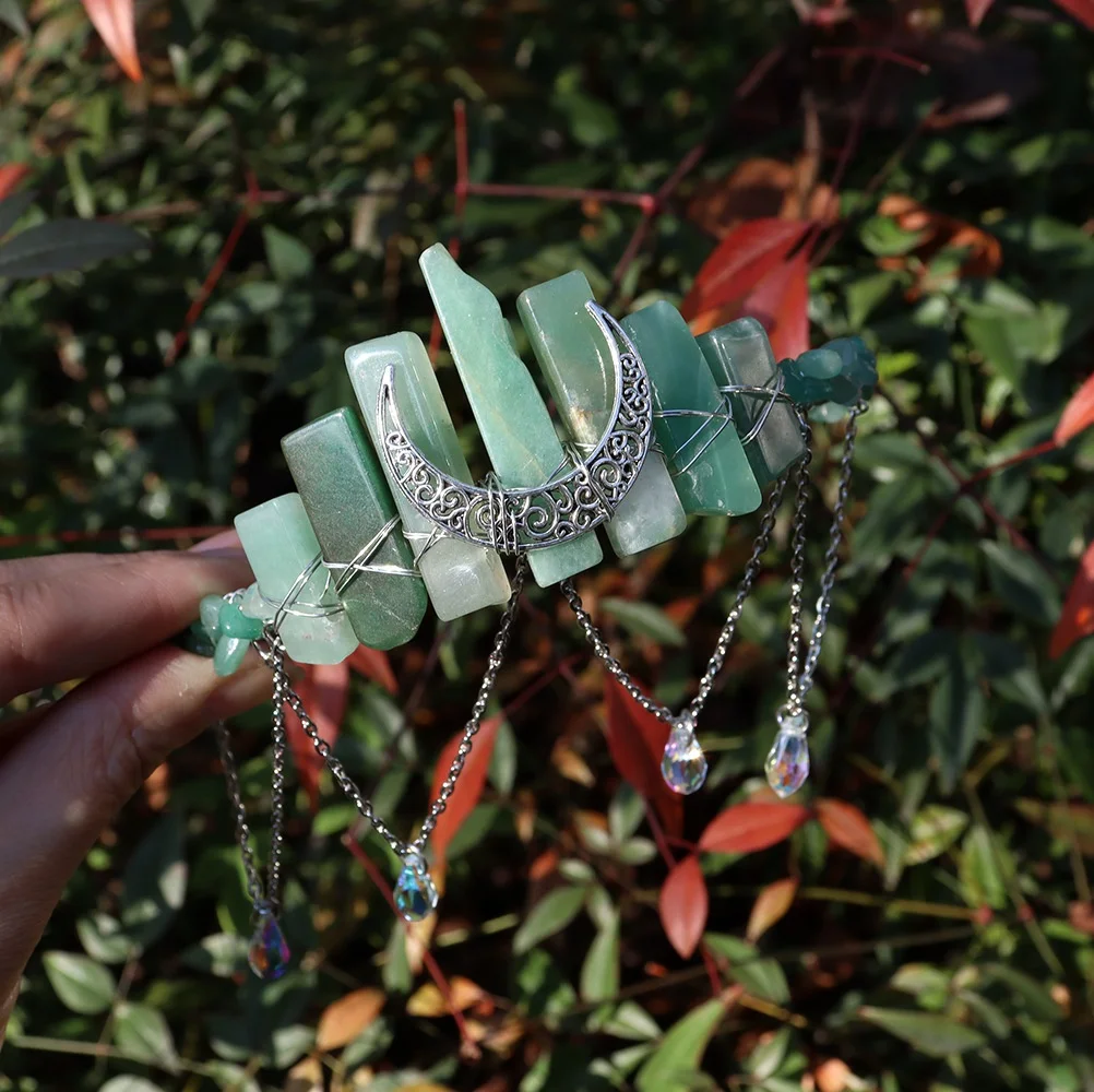 CELION Wholesale Natural Gemstone Electroplating Crown Headband Handmade Tiara Natural Stone Headband Hair Accessories