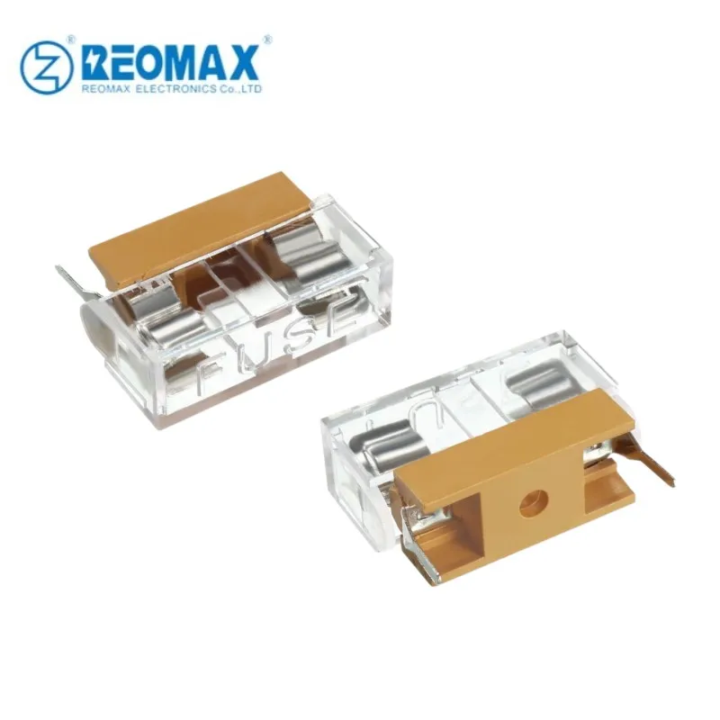 PTF-15 Electrical PCB Mount Fuse Holder for 5x20mm Glass Ceramic Tube Fuse Block Box with Transparent Flame Retardant Cover