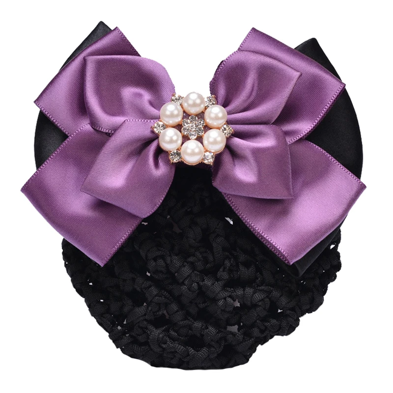 Wholesale Bank hotel hospital nurse job big butterfly head flower net pocket hair net professional job hair clip