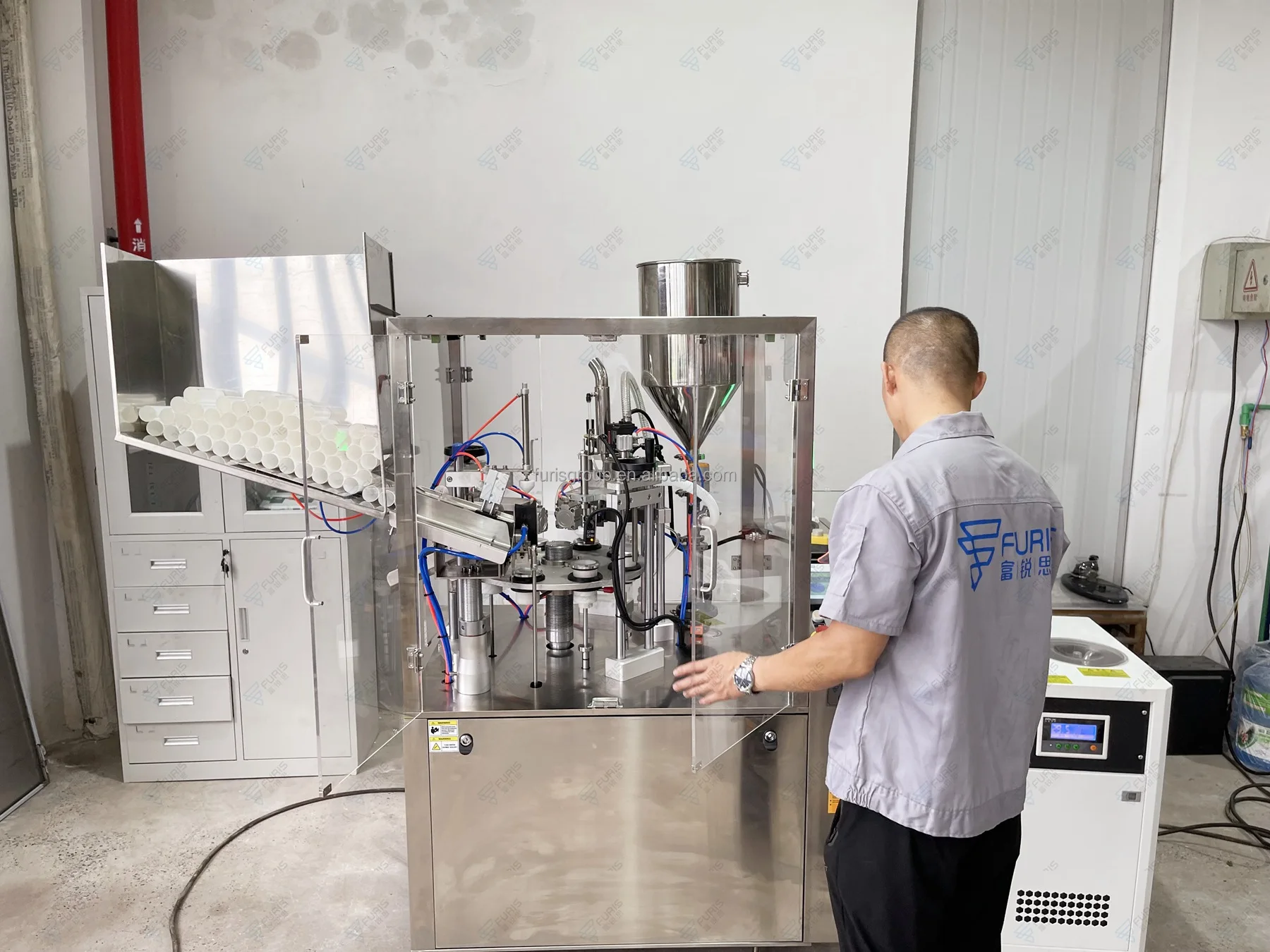 China High Speed Semi Full Automatic Cream Lotion Soft Alu Plastic Tube Filling And Sealing Machine Capacity 80 pcs per min near