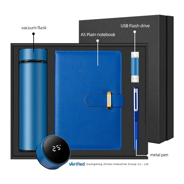 Custom logo Business anniversary Gift Promotional bottle pen notebook flash drive Corporate luxury Gift set