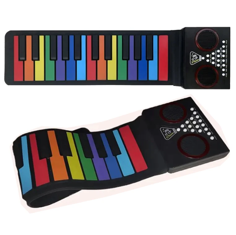25Keys Portable Electric Soft Keyboard Waterproof Musical Play Mat Instrument Rainbow Flexible Roll Up Piano For Kid