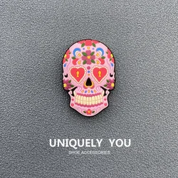 Painted Skull Shoe Charms Skeleton Bones PVC Shoe Buckle Sandals Design Accessories fit Kids Party Gifts