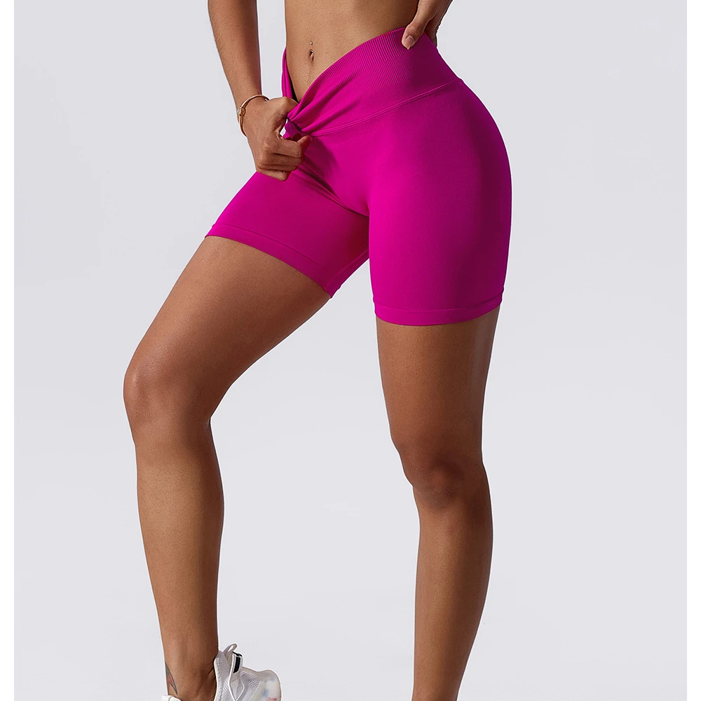 New design  OEM  High Stretchy Seamless butt lifting short pant gym short Elastic Tight  legging yoga shorts for women