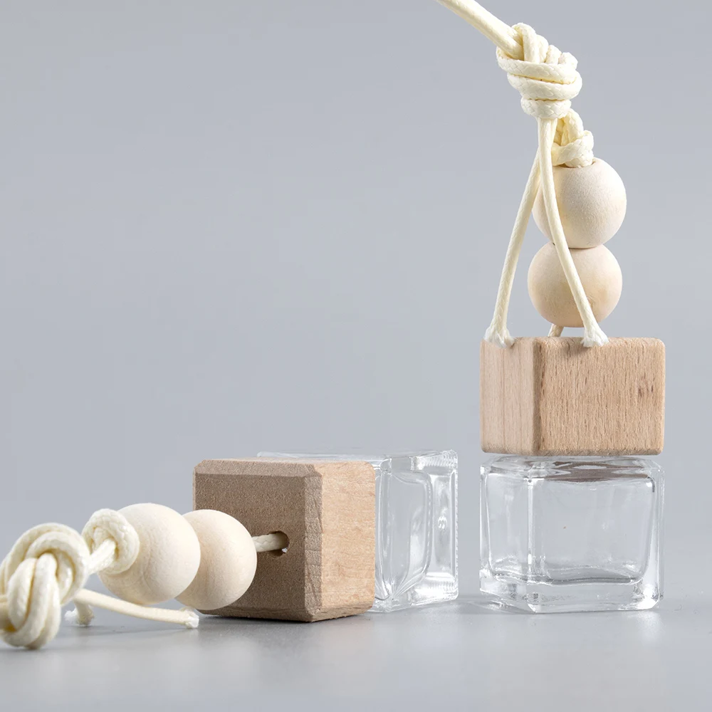 Square 3ml 5ml 10ml 15ml 12ml Clear Hanging Car Reed Glass Aroma Hanging Diffuser Bottle