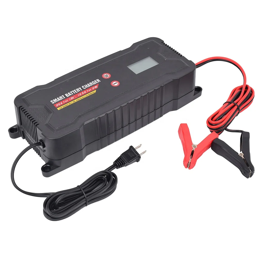25A smart multi stage 12 volt 24 volt car deep cycle battery lead acid battery charger