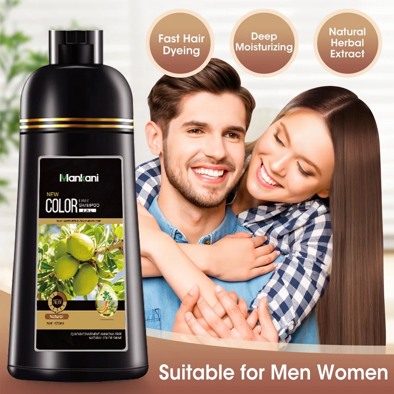 Private Label hair coloring shampoo natural Brown Color Black Permanent Herbal Hair Dye Shampoo