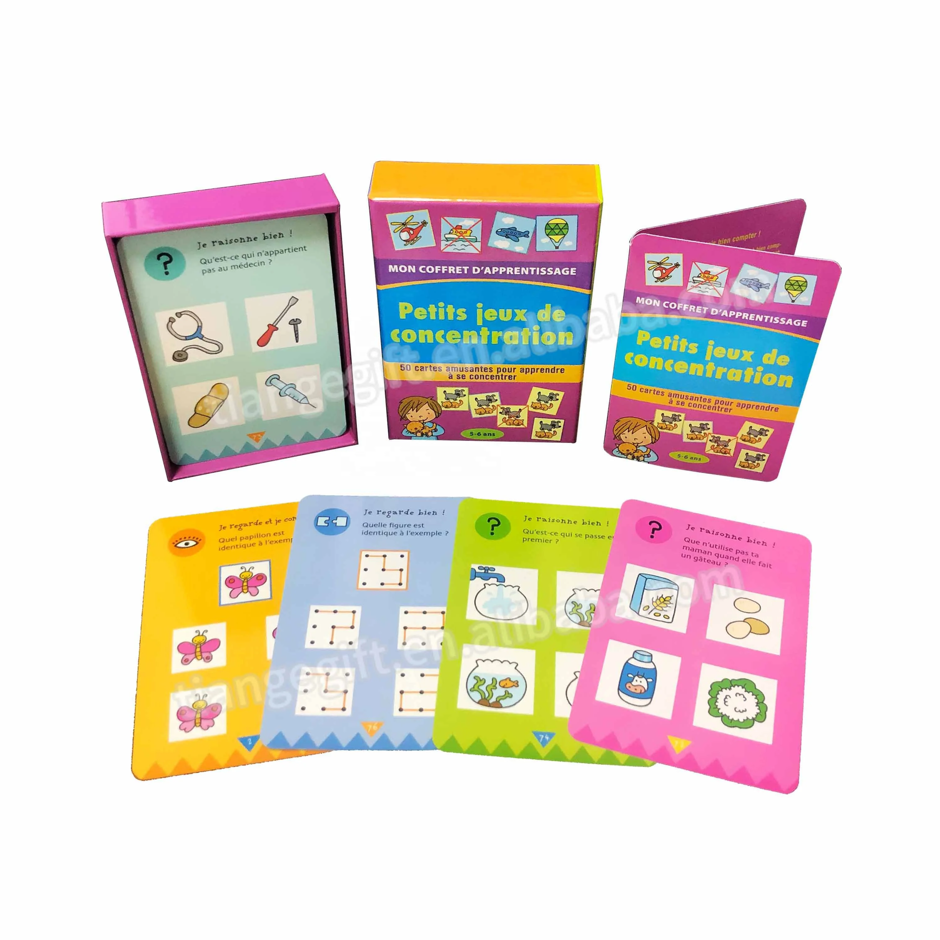 custom printing big size different themes early learning memory flash cards for children
