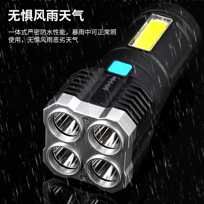 Cross-border outdoor LED mini flashlight zoom multi-function long life COB flashlight charging portable