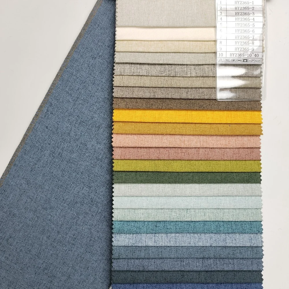 New style wholesale price 100% polyester hemp fabric plain color linen look fabric for sofa furniture