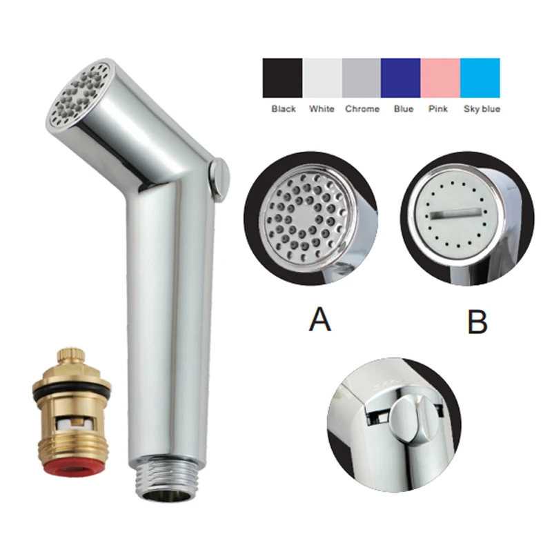 High quality ABS plastic chrome push-pull button handheld bidet shattaf sprayer toilet set for bathroom